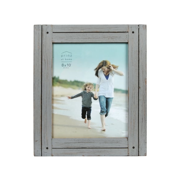 Prinz Homestead 8x10 Rustic Wood Picture Frame, Tabletop or Wall Mount Display, Distressed Gray