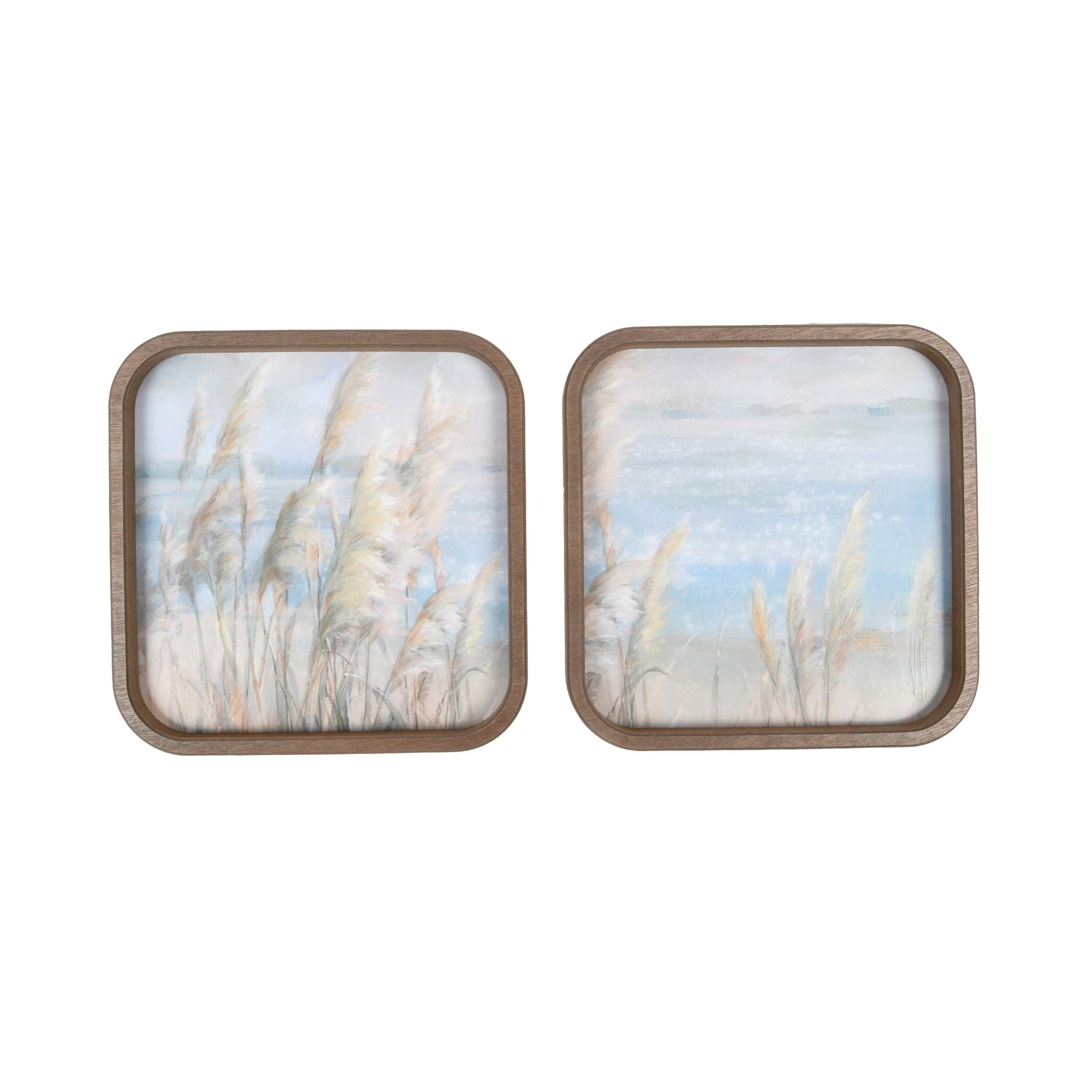 Beach Pampas Grass 8" x 8" Framed Coastal Wall Art Set