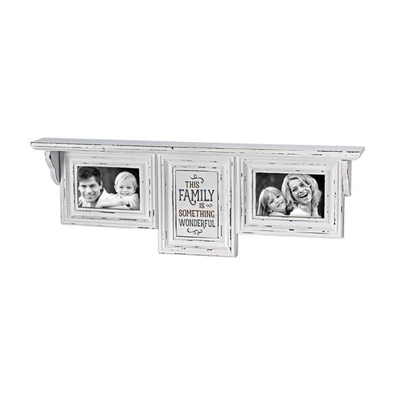 Prinz Carson Distressed 2 Opening Wood Collage Frame with 'Family' Sentiment & 2.5" Deep Ledge, White