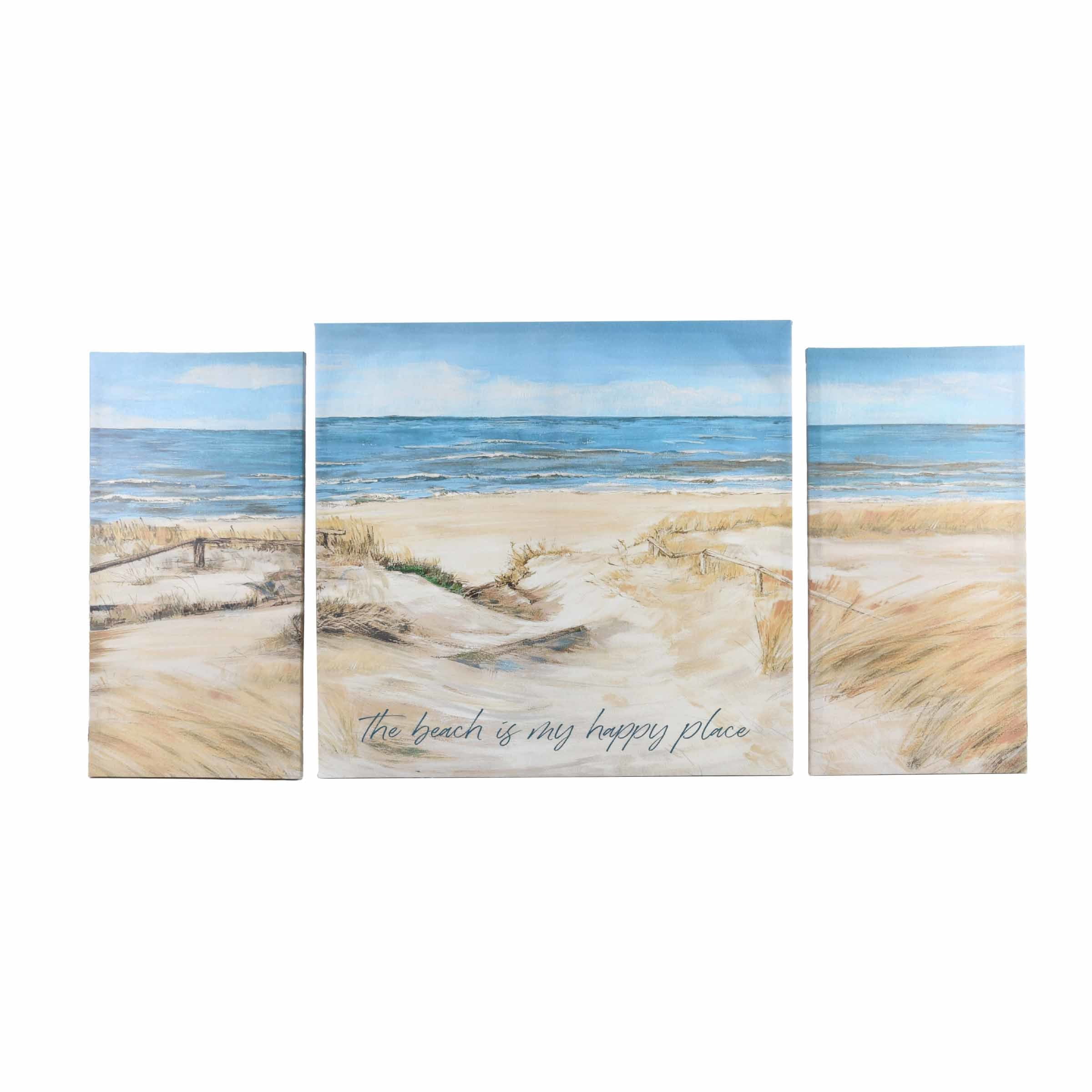 Prinz Coastal Beach Is My Happy Place 44.5x22.5 Beach Painting Canvas ...