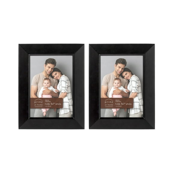 Prinz Dakota Black Wood Tabletop Picture Frames, Set of Two, Holds 5”x7” Photos