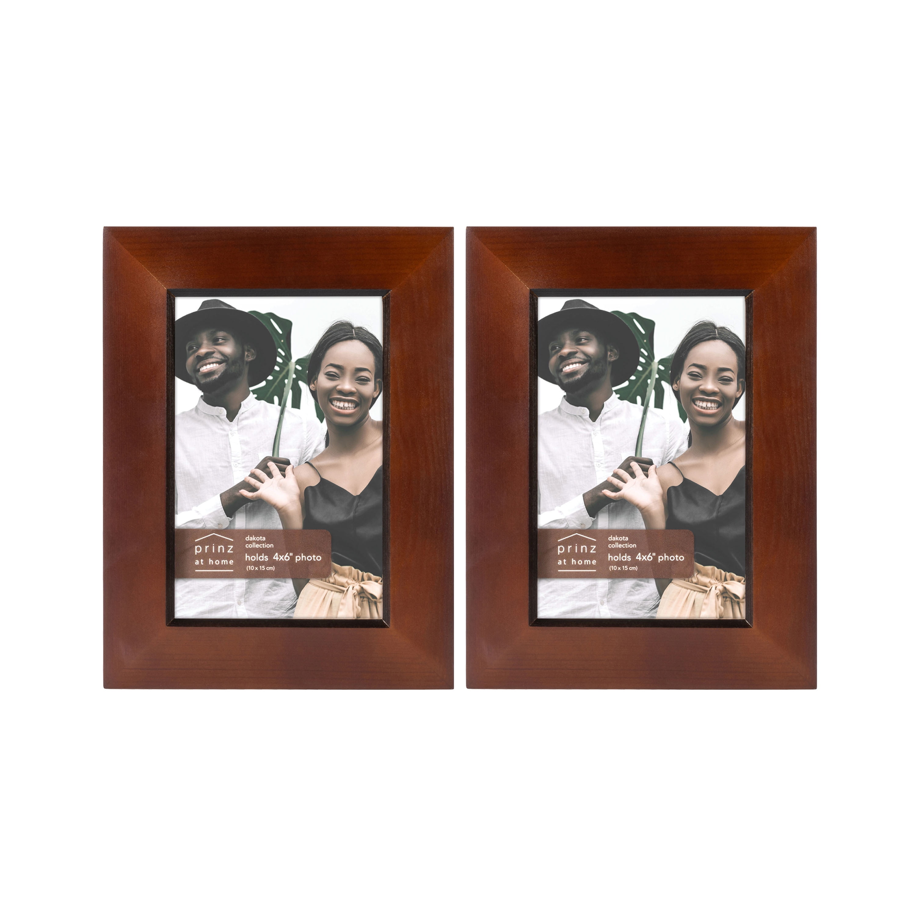 Prinz Dakota Dark Walnut Wood Tabletop Picture Frames, Pack of 2, Holds 4x6 Photos