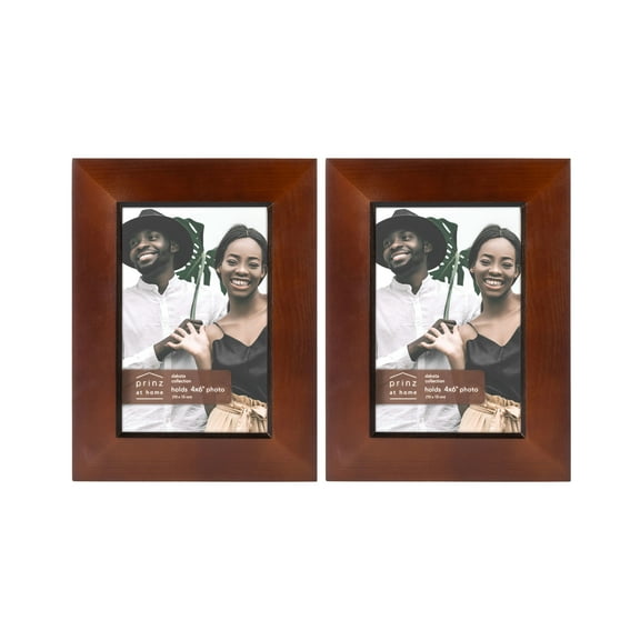 Prinz Dakota Dark Walnut Wood Tabletop Picture Frames, Pack of 2, Holds 4x6 Photos