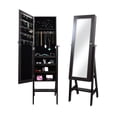 thumbnail image 1 of Prinz Dark Brown Jewelry Armoire, Full-Length Mirror, 3 Shelves, Organizer with Hooks, Ring Slots, 1 of 6