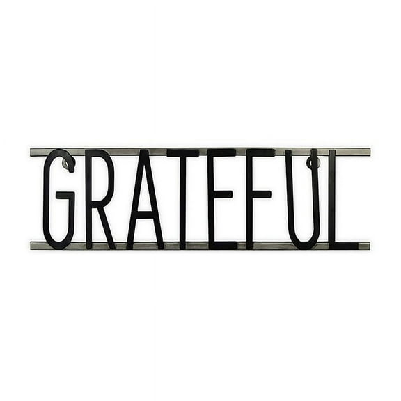 Prinz "Grateful" 17-Inch x 5-Inch Metal Wall Sign in Black