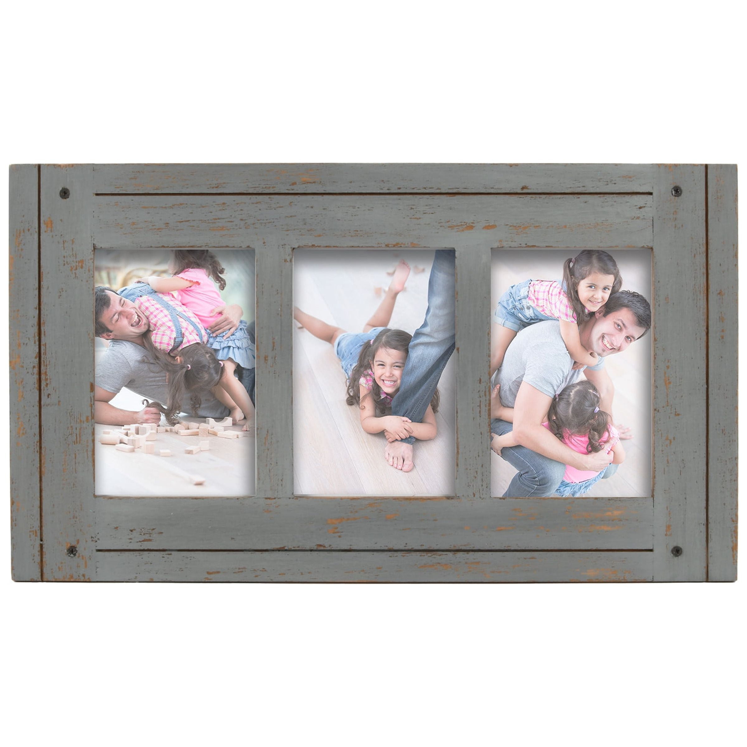  Sonefreiy 4x6 Picture Frame Collage 3 Picture Frames with Real  Glass, Grey Wood Foldable Photo Frames for Wall & Tabletop Display, Gift  for Mom Dad Family Friends