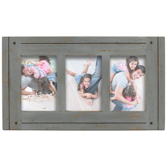 Prinz Homestead 3-Opening Collage Picture Frame 4x6 Photos, Gray, Tabletop or Wall Display
