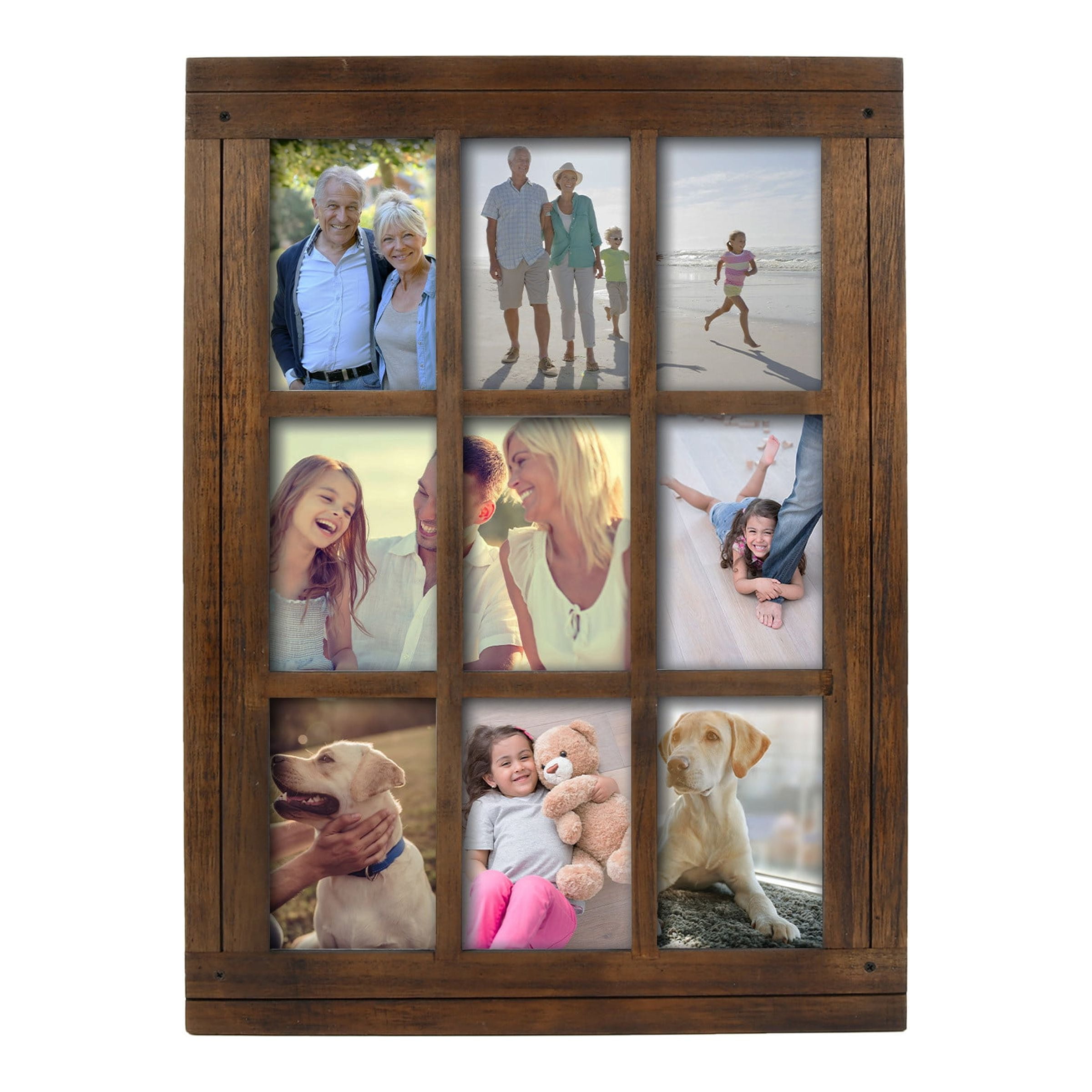 Lavezee 4x6 Collage Triple Picture Frames Set, Walnut Brown 6 Opening  Hanging Vertical Frame Made to Display 4 by 6 Inch Photo Print for Wall  Decor