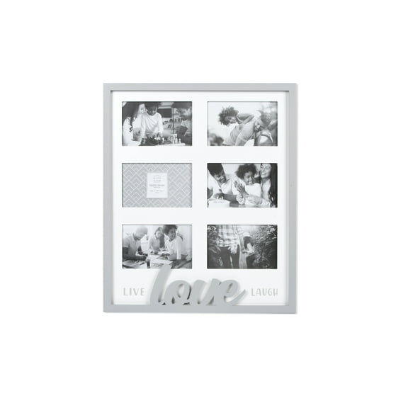 Prinz Live Laugh Love 6 Photo Opening Collage Picture Frame, White