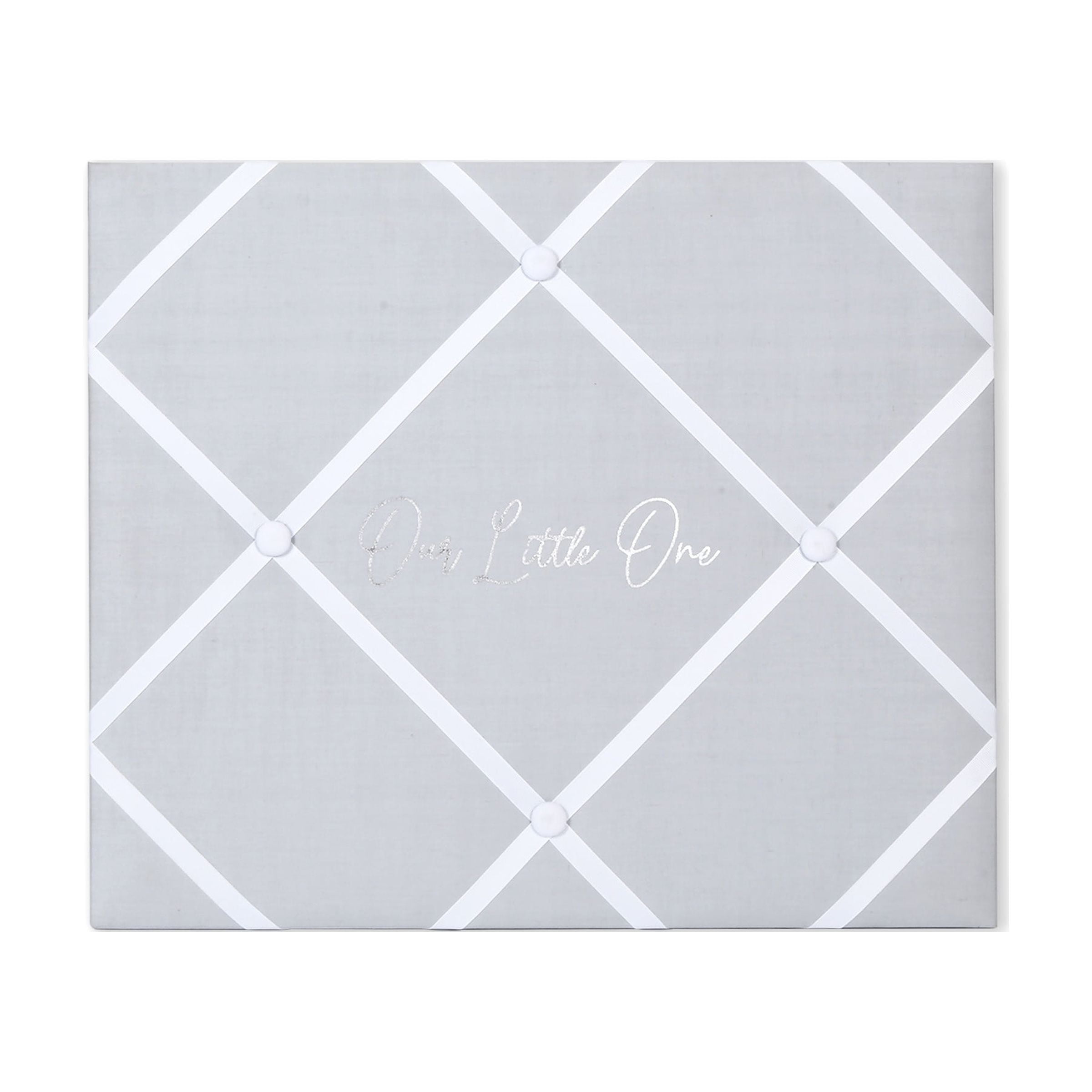 Gray and White Linen Memo Photo Board with Ribbon