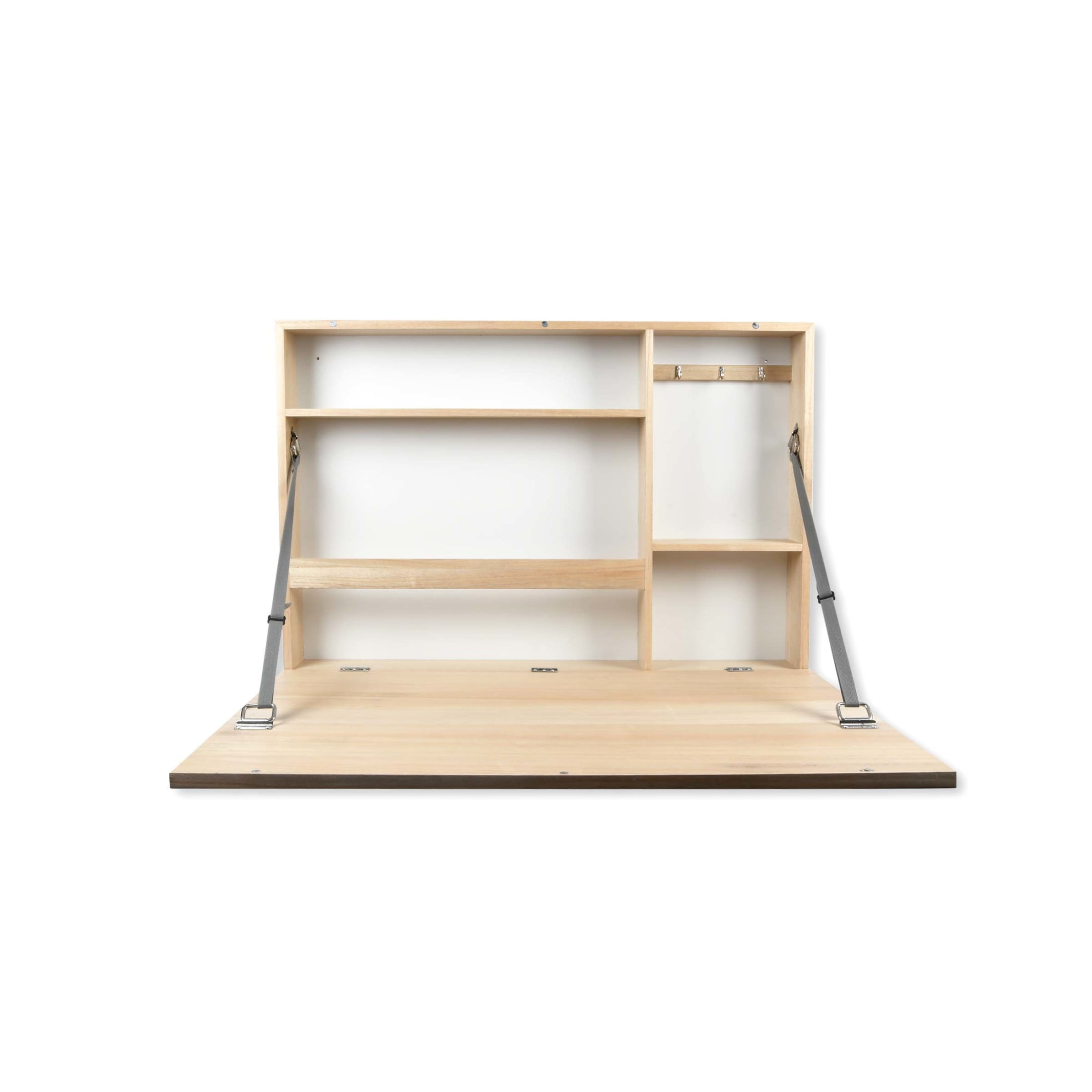 Natural Wood Wall-Mounted Murphy Desk with Chalkboard