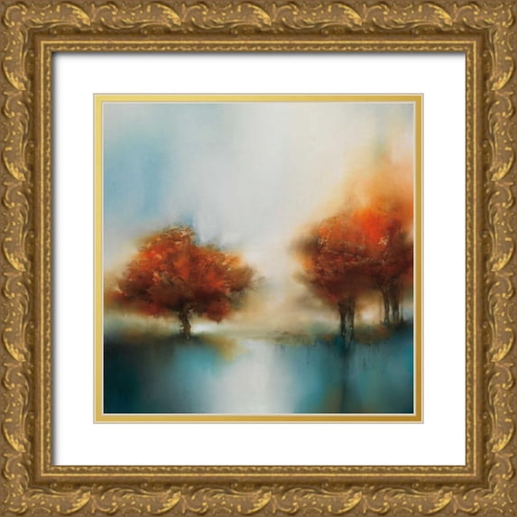 Prior, J.P. 26x26 Gold Ornate Wood Framed with Double Matting Museum Art Print Titled - Morning Mist and Maple II