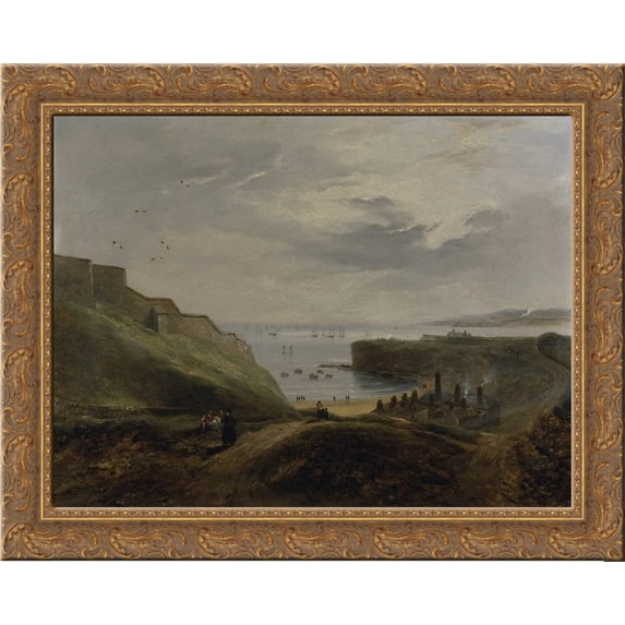 Prior's Haven, Tynemouth - Sunrise 24x20 Gold Ornate Wood Framed Canvas Art by John Wilson Carmichael