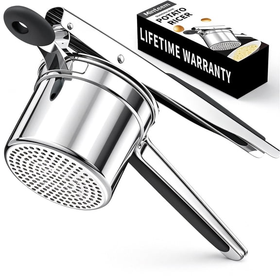 MINTEEM 15oz Potato Ricer,Long Handle Heavy Duty Stainless Steel Potato Masher Kitchen Tool, Press and Mash Kitchen Gadget For Perfect Mashed Potatoes