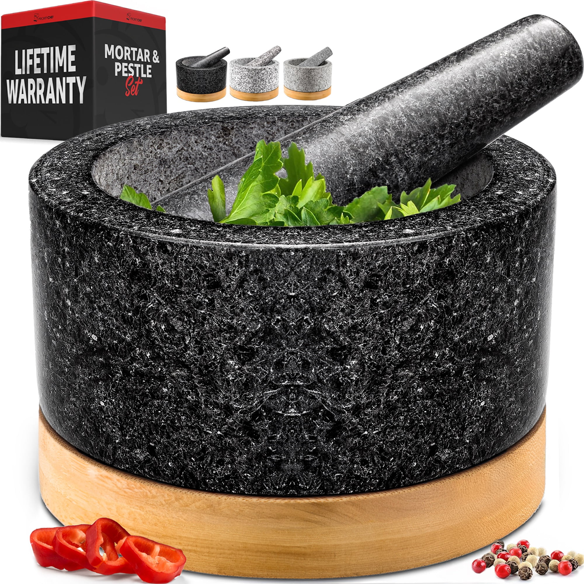 Priority Chef Heavy Duty Granite Mortar and Pestle Set