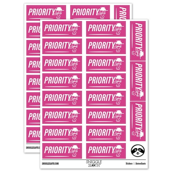 Priority Mail Service Expedited Running Person Sticker Set - Hot Pink - Matte Finish - 2.00" Large