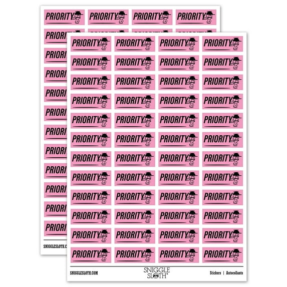 Priority Mail Service Expedited Running Person Sticker Set - Light Pink - Gloss Finish - 1.25" Mini
