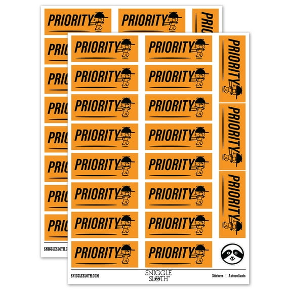 Priority Mail Service Expedited Running Person Sticker Set - Orange - Gloss Finish - 2.00" Large