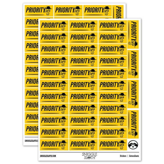 Priority Mail Service Expedited Running Person Sticker Set - Yellow - Matte Finish - 1.5" Small
