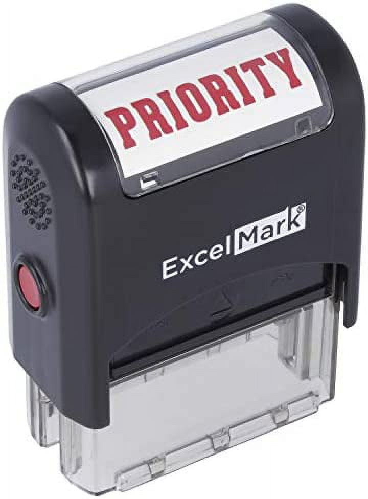 Priority Self Inking Rubber Stamp - Red Ink (ExcelMark A1539) - Walmart.com