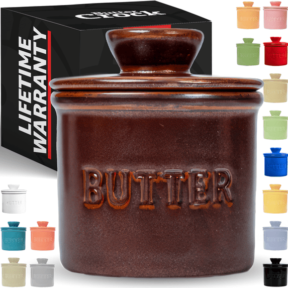 PriorityChef French Butter Crock for Counter With Water Line, Ceramic Butter Keeper, Kiln