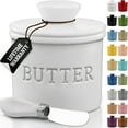 thumbnail image 1 of PriorityChef French Butter Crock for Counter With Water Line, Ceramic Butter Keeper, White, 1 of 9