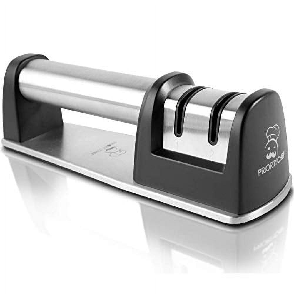 PriorityChef Knife Sharpener for Straight and Serrated Knives, 2Stage Diamond Coated Wheel