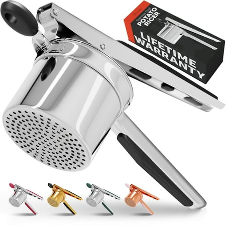 Prioritychef Large 15oz Potato Ricer, Heavy Duty Stainless Steel Ricer, Black