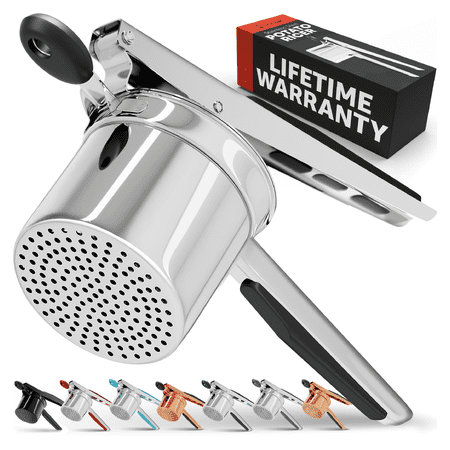 Prioritychef Large 15oz Potato Ricer, Heavy Duty Stainless Steel Ricer, Black