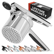 Prioritychef Large 15oz Potato Ricer, Heavy Duty Stainless Steel Ricer, Black
