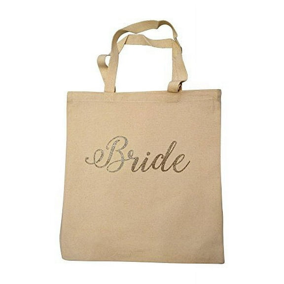 Priscilla Carson 100% Cotton Canvas Wedding Party Tote Bag - Bride in Natural