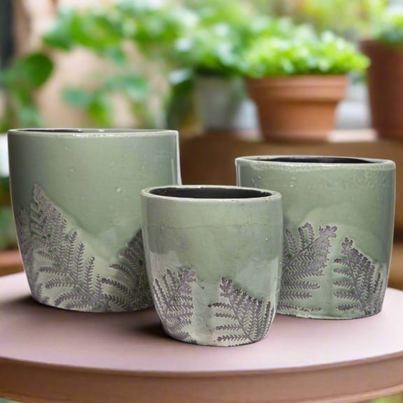 Priscilla Ceramic Round Planter Set (Set of 3)