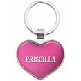 thumbnail image 1 of Priscilla - Names Female Metal Heart Keychain Key Chain Ring, Multiple Colors Available, 1 of 1