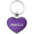 thumbnail image 1 of Priscilla - Names Female Metal Heart Keychain Key Chain Ring, Multiple Colors Available, 1 of 1