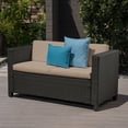 thumbnail image 1 of Priscilla Outdoor Wicker Loveseat with Cushions, Dark Brown, Beige, 1 of 10