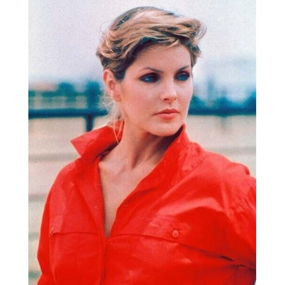Priscilla Presley in red shirt as Jenna Wade from Dallas 8x10 inch photo