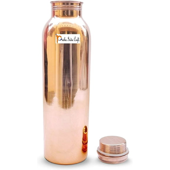 Prisha India Craft Copper Bottle, Thermos Design Bottle, Capacity 1000 ML