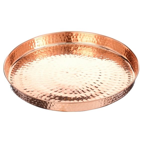 Prisha India Craft Pure Copper Dinner Plate - Diameter 12 inch