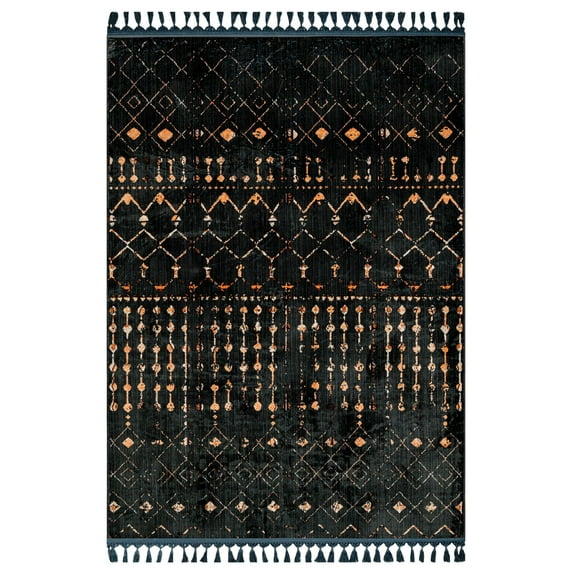 Prisha Modern Black Bamboo Area Rugs for Living Room Washable Rugs Boho Moroccan Area Rug Soft Neutral Geometric Bohemian Distressed Indoor Rug for Bedroom Dining Room Office Nonslip Rug