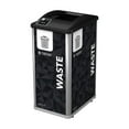 thumbnail image 1 of Prism 32 Gallon Modular Recycling and Waste Bin Container System for Commercial and Public Spaces with Internal Retention Clips to Hold Bag (Black, Waste), 1 of 1