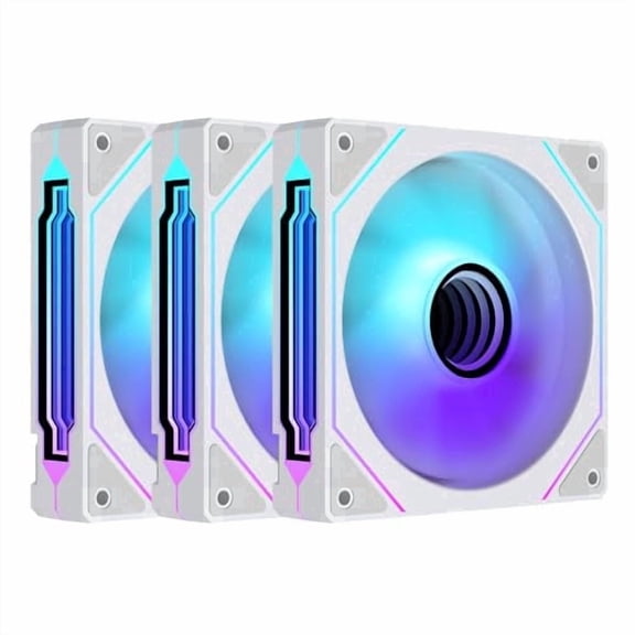 Prism 4 Pro 120mm ARGB PWM Case Fan 3-Pack, High Airflow Computer Cooling Fan for Gaming PC Case, Forward Blade, White