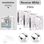 LDPCSJ Prism 5 PRO Desktop Computer Case Fans with Adjustable Fan Speed, White, 3 Count, 3 Pack