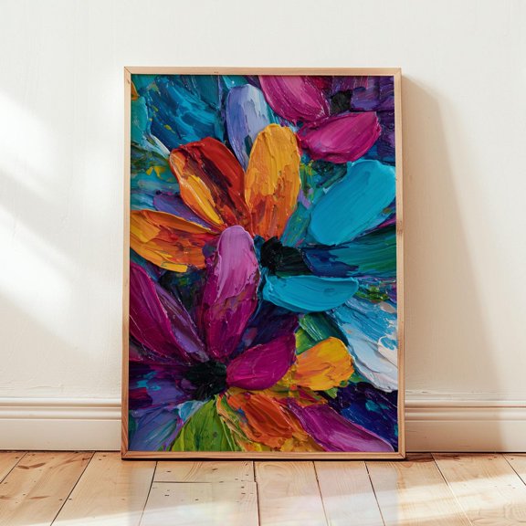 Prism Bloom Colorful Floral Statement Wall Art Home Decor Unframed Paper Print