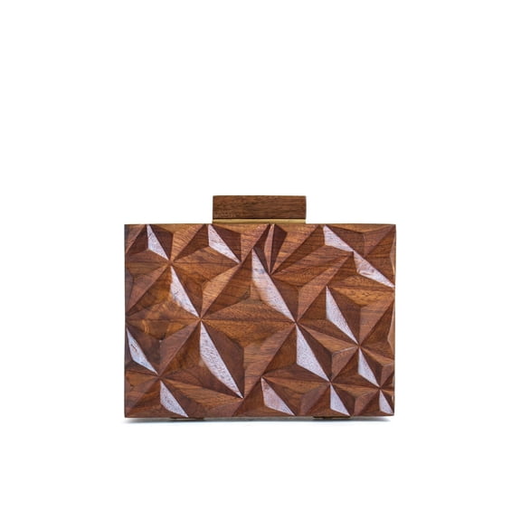 Prism Carved Wood Box Bag