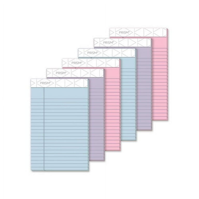 Notepads, Narrow Rule, 50 Assorted Pastel-Color 5 x 8 Sheets, 6/Pack