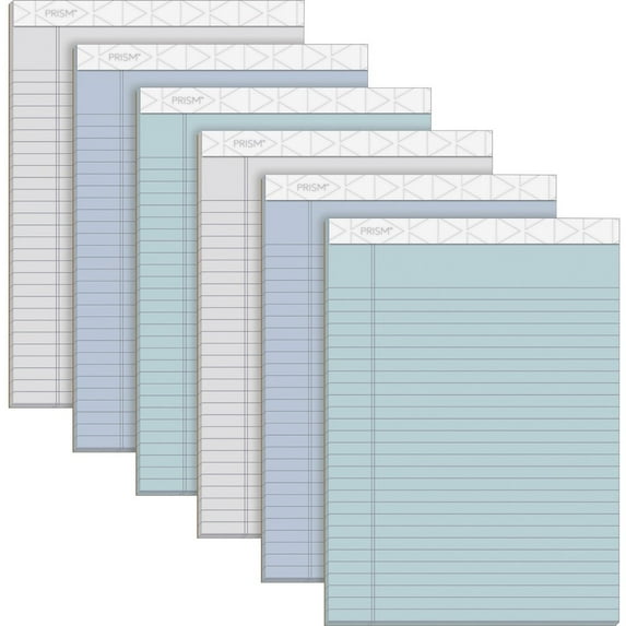 "Prism + Colored Writing Pads, Wide/legal Rule, 50 Assorted Pastel-Color 8.5 X 11.75 Sheets, 6/pack | Bundle of 5 Packs"