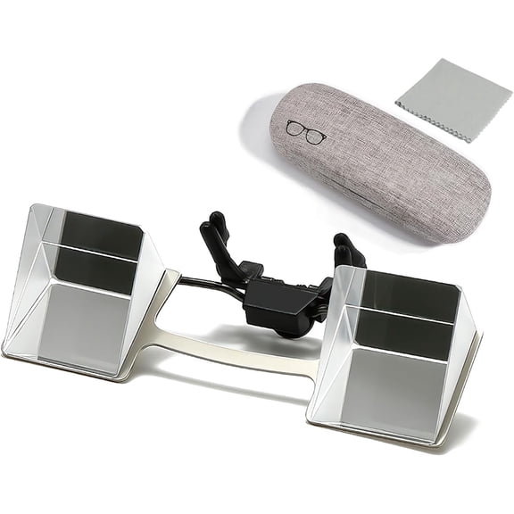 Prism Down Vision Glasses, Bed Reading Aid, With Hard Case & Cleaning Cloth