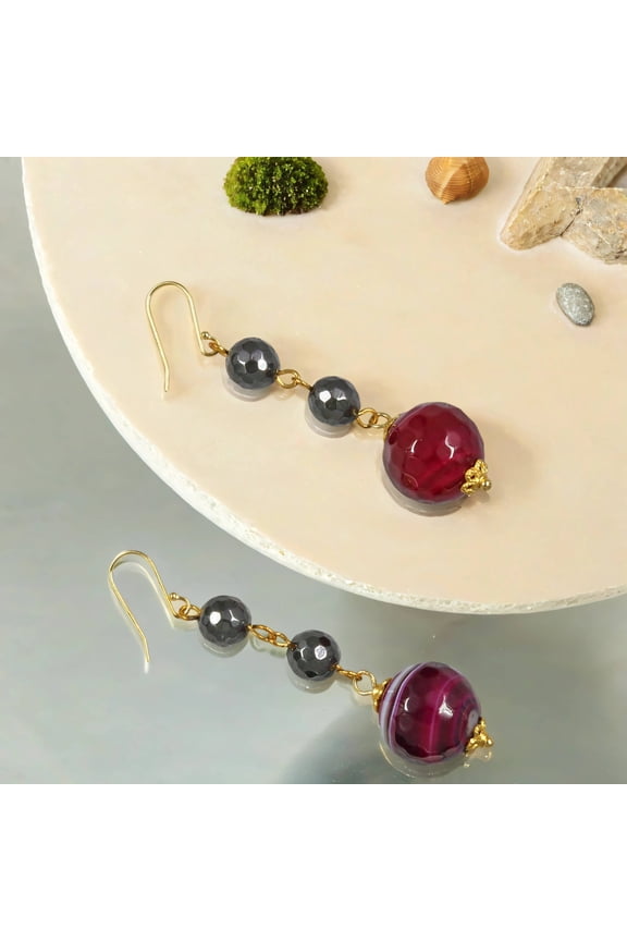 MGR! My Gems Rock Agate Purple Earrings, 1 Pair