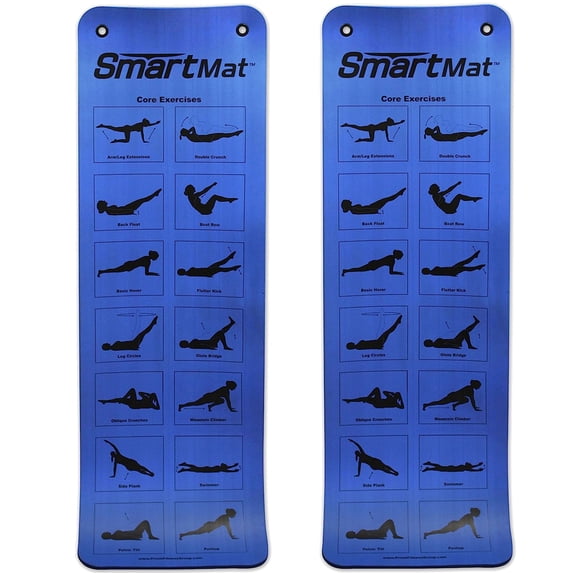 Prism Fitness Smart Self Guided Stretching and Exercise Mat, Blue (2 Pack)