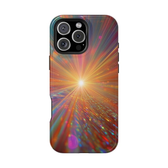 Prism Iridescent Light Burst Artistic Illustration Phone Case with iPhone 11 to 17 Pro Max
